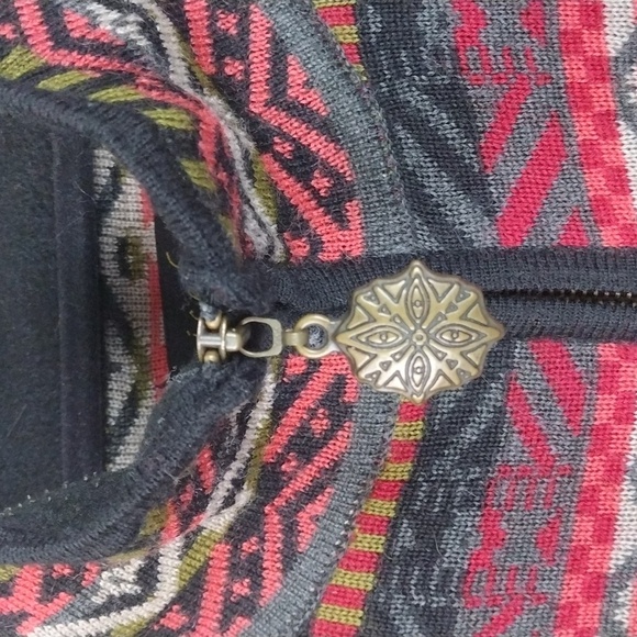 Icelandic Design Grey Fair Isle Wool Long Sleeve Full Zip Cardigan Sweater - Picture 4 of 15